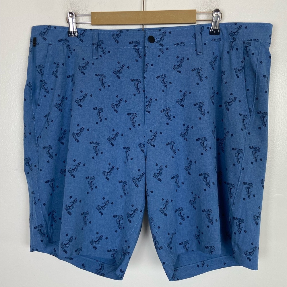 Berkley Jensen Men's‎ Golf Hybrid Shorts Size 42 Blue Hawaiian Novelty Print NWT